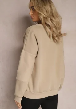 Beżowa Bawełniana Bluza z Łańcuszkiem Eleutia