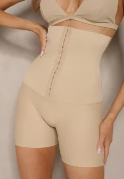 Beżowa Bielizna modelująca Majtki High Waist z Efektem Push Up Lunavera