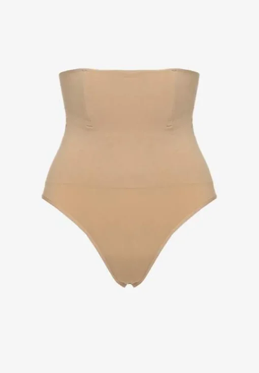 Beżowa Bielizna modelująca Majtki Typu Figi High Waist Salanovia