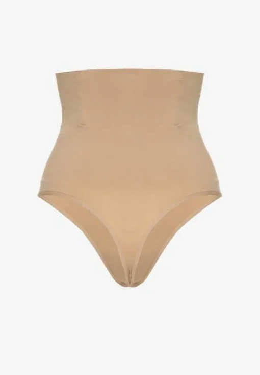 Beżowa Bielizna modelująca Majtki Typu Figi High Waist Salanovia