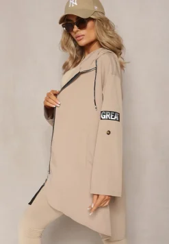 Beżowa Kurtka Wiatrówka Oversize Palishe