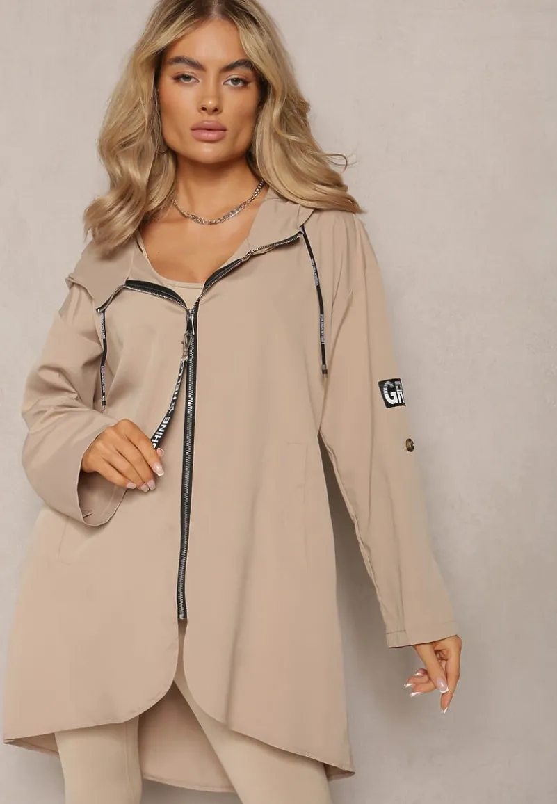 Beżowa Kurtka Wiatrówka Oversize Palishe