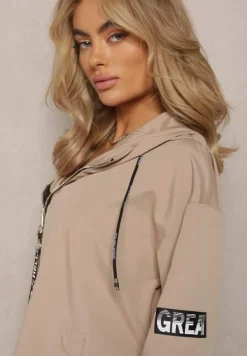 Beżowa Kurtka Wiatrówka Oversize Palishe