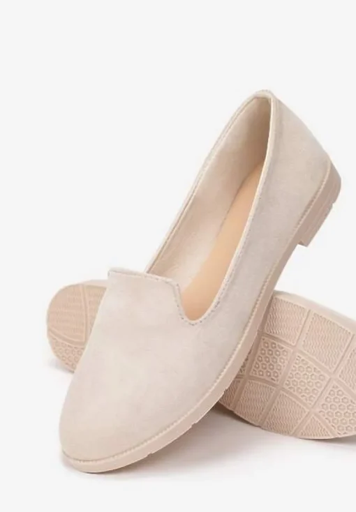Beżowe Balerinki Typu Loafersy Daphikaia