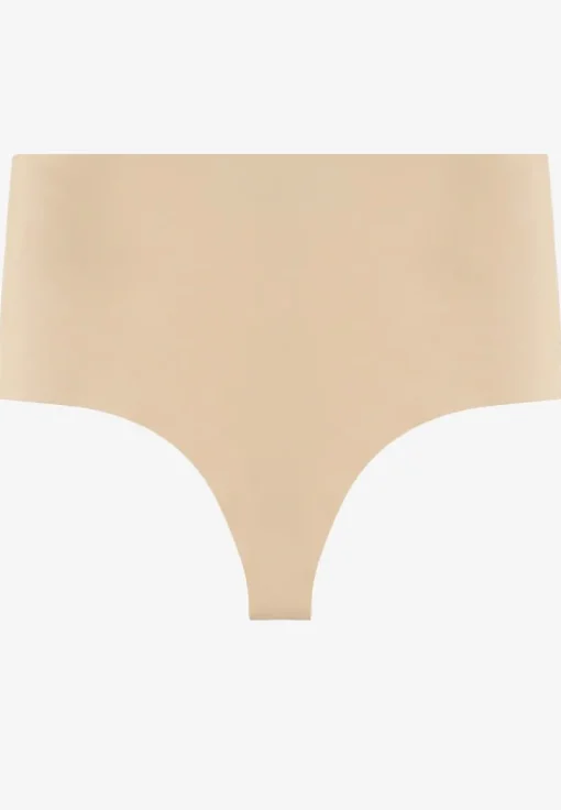 Beżowe Bezszwowe Majtki High Waist Kolunea