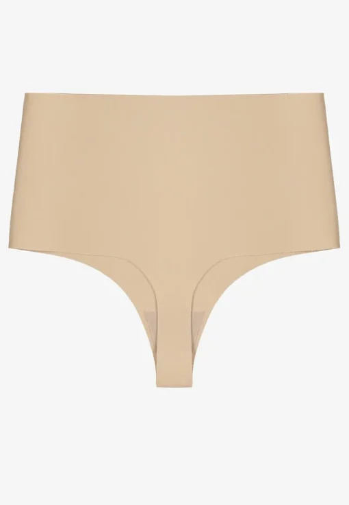 Beżowe Bezszwowe Majtki High Waist Kolunea