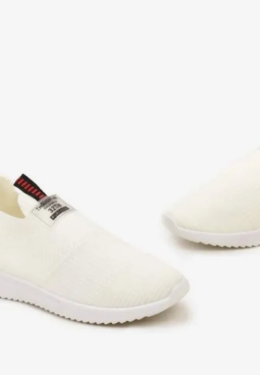 Beżowe Buty Sportowe Wsuwane z Elastyczną Cholewką i Ozdobną Wstawką na Podeszwie Zalire