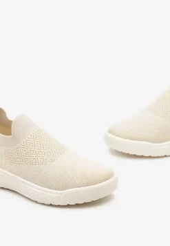 Beżowe Buty Sportowe ze Skarpetkową Cholewką i Ściągaczem Arnalli