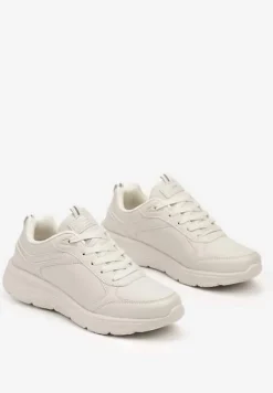Beżowe Casualowe Buty Sportowe Sneakersy na Płaskiej Tłoczonej Podeszwie Velanitta