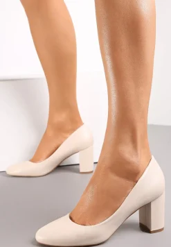 Beżowe Czółenka na Słupku Heloise