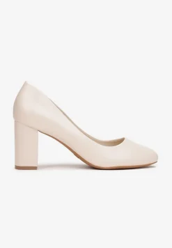 Beżowe Czółenka na Słupku Heloise