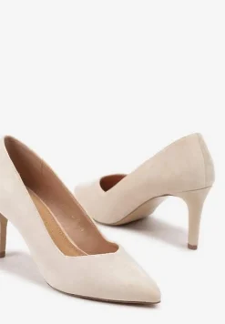 Beżowe Czółenka Szpilki z Wkładką ze Skóry Naturalnej ze Szpiczastym Noskiem Mairisse