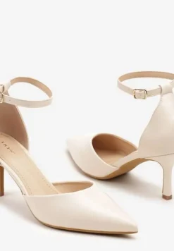 Beżowe Czółenka Vices na Szpilkowym Obcasie z Noskiem w Szpic i Sprzączką Ulandorea