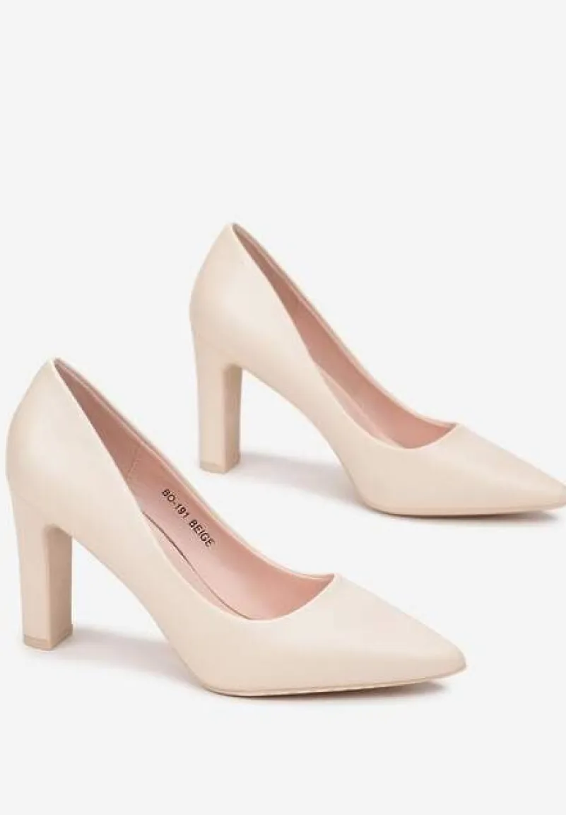 Beżowe Czółenka ze Szpiczastym Noskiem Marnera