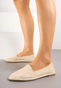 Beżowe Espadryle Balerinki z Przeszyciami Firalissea