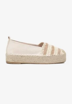 Beżowe Espadryle na Platformie Ozdobione Plecionką w Stylu Boho Lelisse