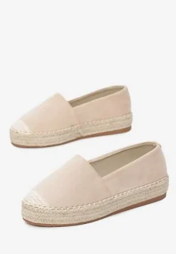 Beżowe Espadryle na Plecionej Podeszwie Sirelora