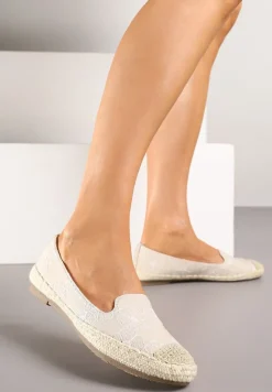 Beżowe Espadryle Ozdobione Plecionką i Motywem Kwiatów Ralanne