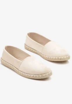 Beżowe Espadryle Vices na Podeszwie Zdobionej Plecionką Sesoriela