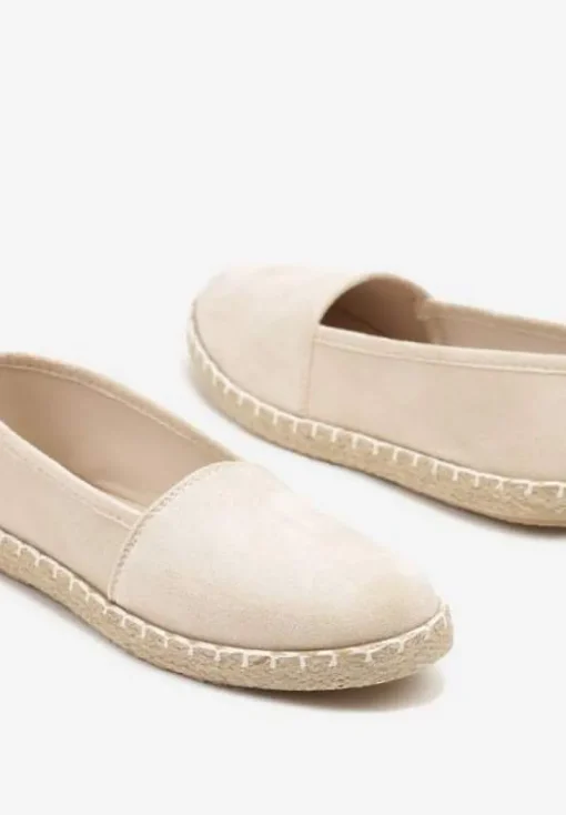 Beżowe Espadryle Vices na Podeszwie Zdobionej Plecionką Sesoriela
