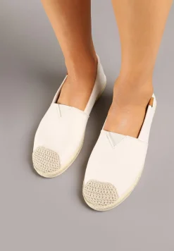 Beżowe Espadryle z Elastyczną Wstawką Zdobione Plecionką Kinellis