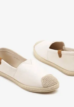 Beżowe Espadryle z Elastyczną Wstawką Zdobione Plecionką Kinellis