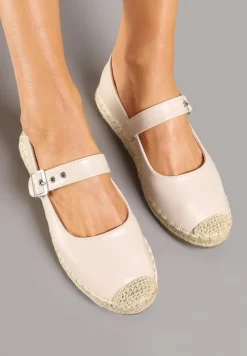 Beżowe Espadryle z Plecionką i Paskiem Galvesis