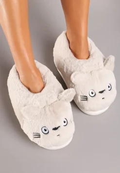 Beżowe Futrzane Kapcie Imitujące Buźkę Kota Taichelle