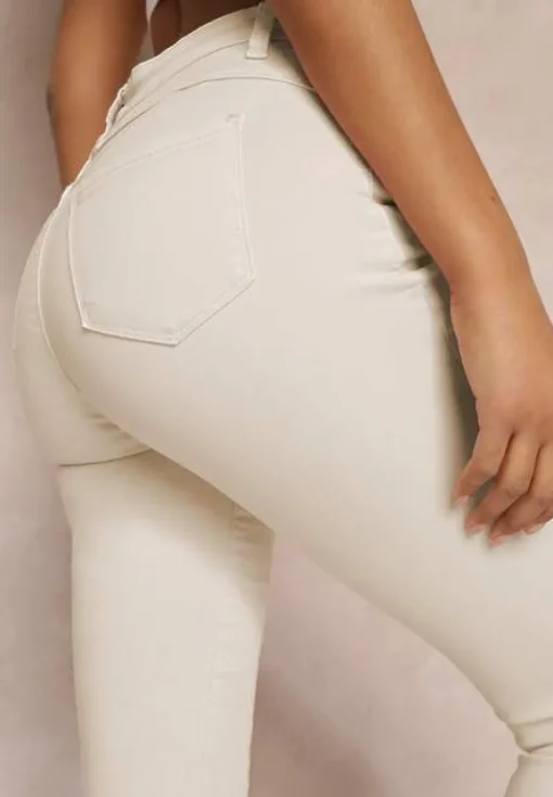 Beżowe Jeansy Skinny z Efektem Push Up Karinali