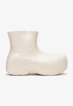 Beżowe Kalosze Gumowe na Grubej Podeszwie Lowen