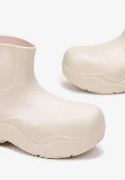 Beżowe Kalosze Gumowe na Grubej Podeszwie Lowen