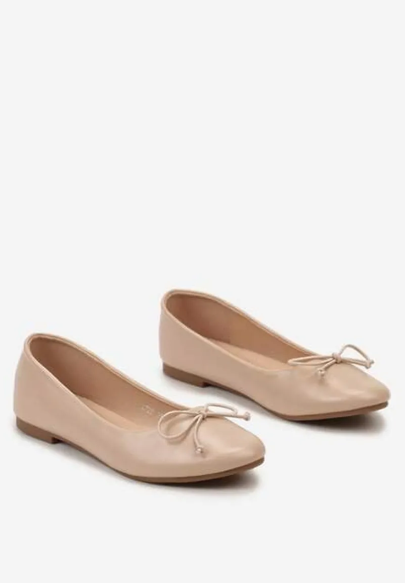 Beżowe Klasyczne Balerinki z Subtelną Kokardką Fanvia