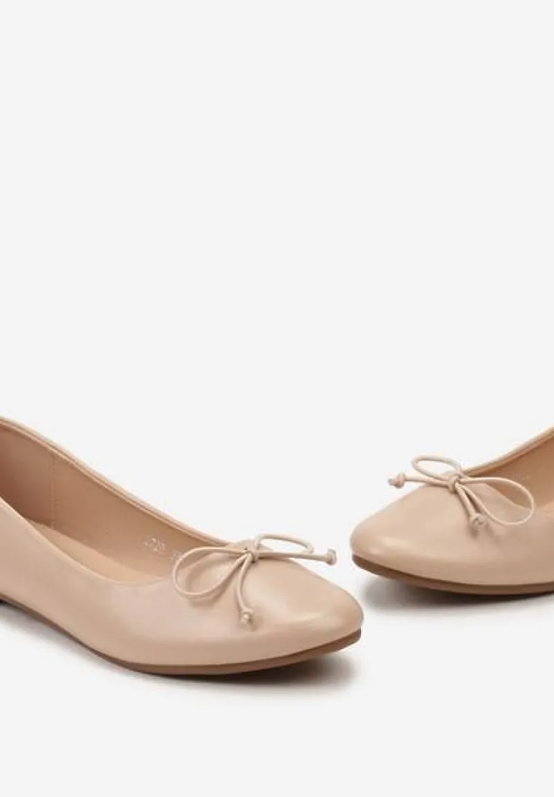 Beżowe Klasyczne Balerinki z Subtelną Kokardką Fanvia