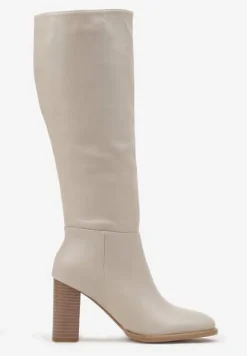 Beżowe Kozaki na Słupku z Lekkim Ociepleniem Hanissa