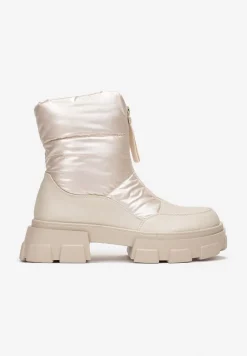 Beżowe Śniegowce na Grubej Podeszwie Besi