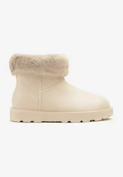Beżowe Śniegowce na Płaskiej Podeszwie z Futerkiem Linnearia