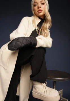 Beżowe Śniegowce na Platformie Wykończone Sztucznym Futerkiem Terilani