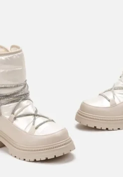 Beżowe Śniegowce na Platformie z Wiązaniem w Cyrkonie Brelara