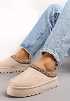 Beżowe Śniegowce przed Kostkę na Platformie Tudra