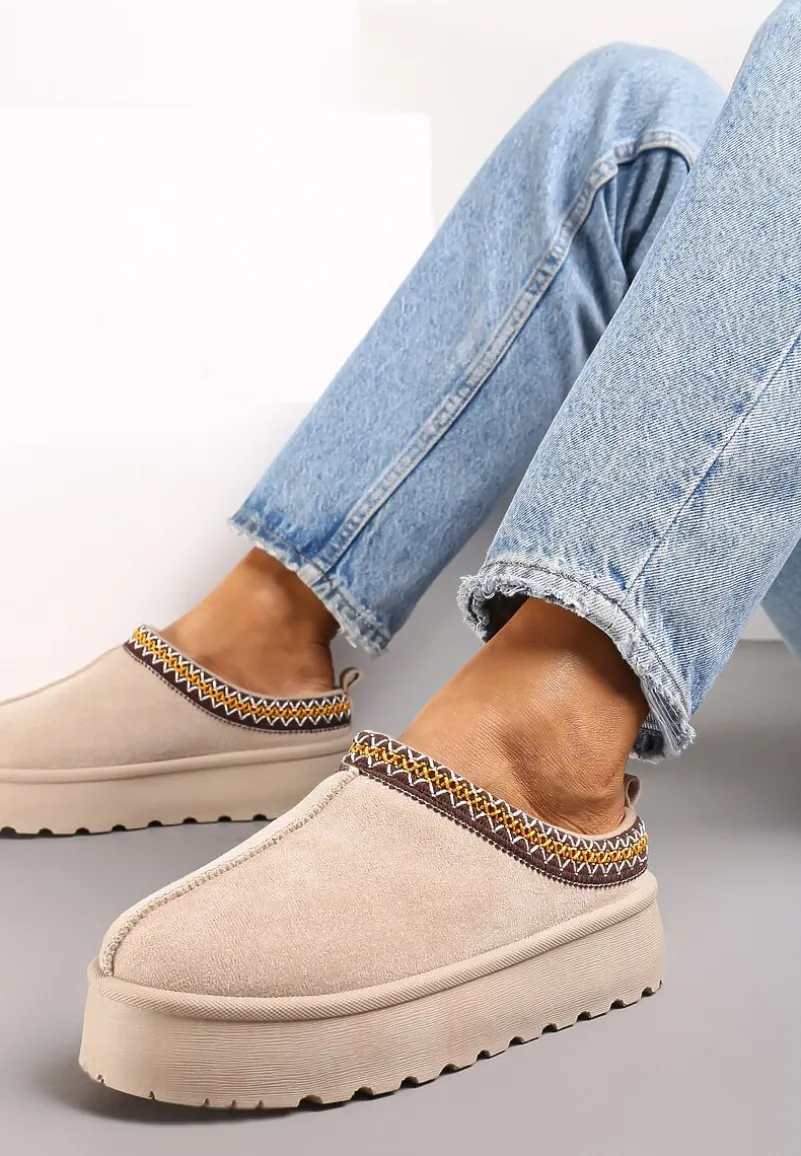 Beżowe Śniegowce przed Kostkę na Platformie Tudra