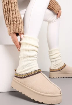 Beżowe Śniegowce przed Kostkę na Platformie Tudra