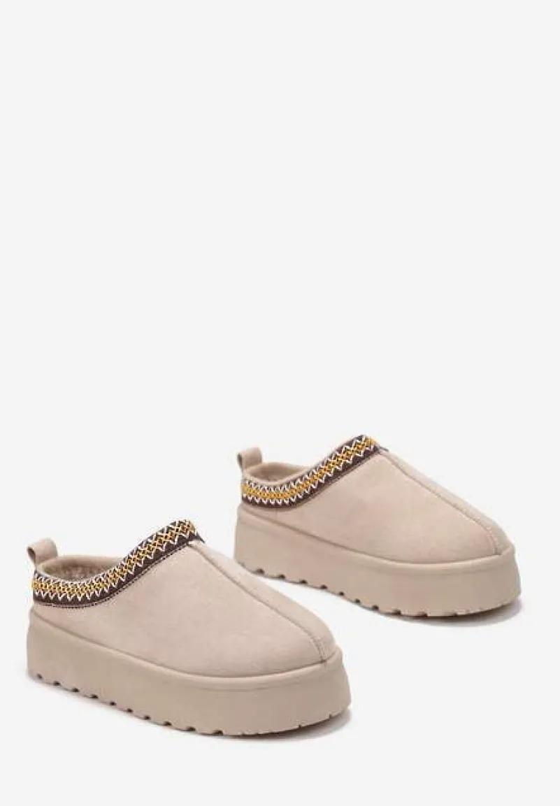 Beżowe Śniegowce przed Kostkę na Platformie Tudra