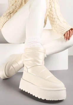 Beżowe Śniegowce Vices na Platformie Ozdobione Pikowaniem Inathoria