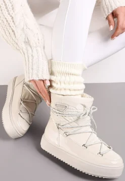 Beżowe Śniegowce z Elastycznym Sznurowaniem Reku