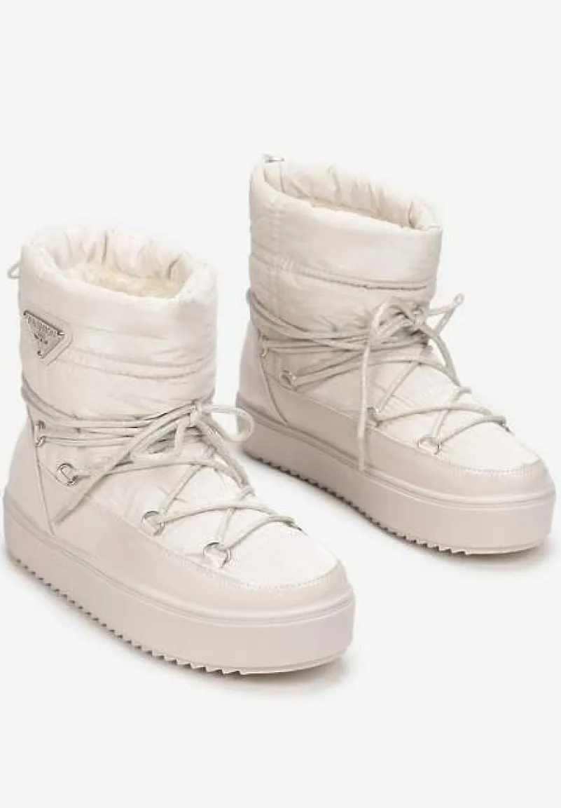 Beżowe Śniegowce z Elastycznym Sznurowaniem Reku