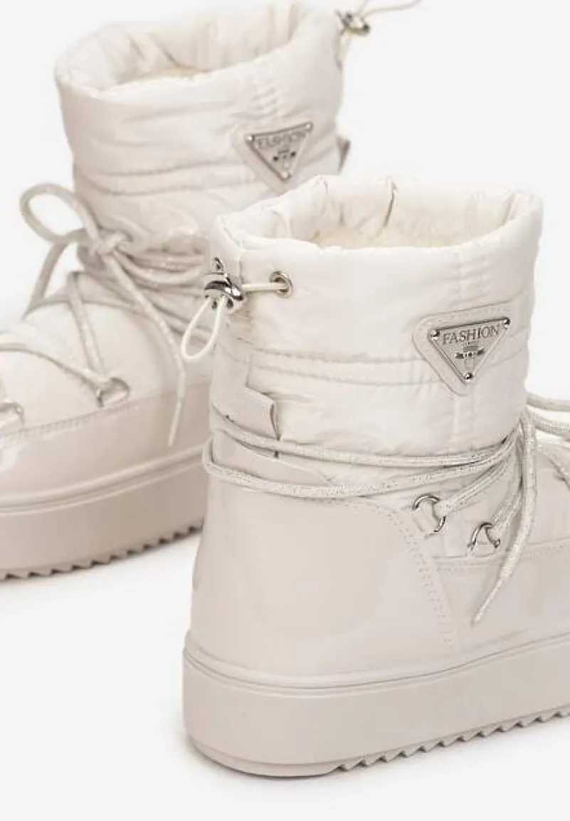 Beżowe Śniegowce z Elastycznym Sznurowaniem Reku