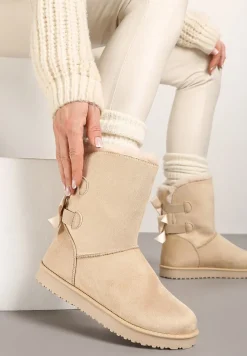 Beżowe Śniegowce z Kokardkami Chami