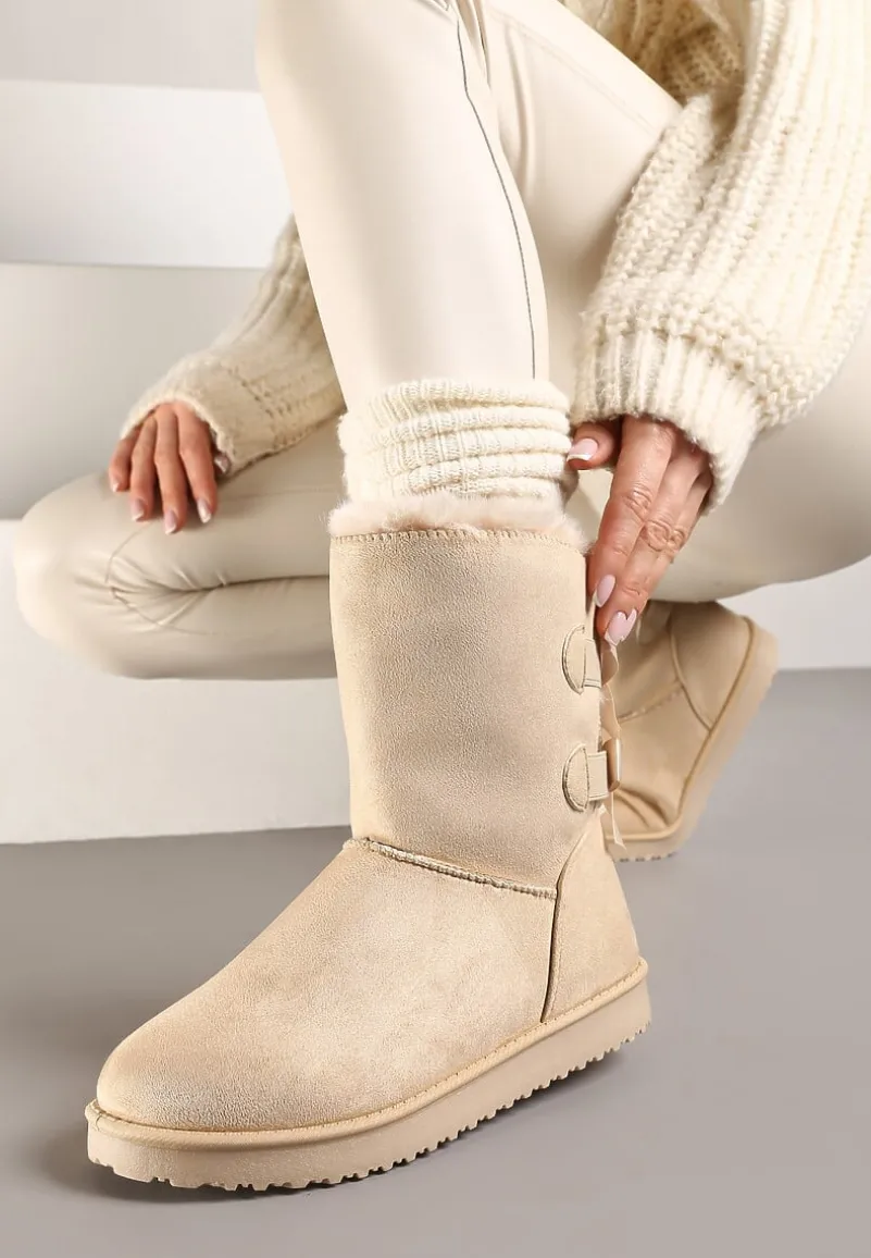 Beżowe Śniegowce z Kokardkami Chami