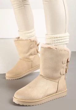 Beżowe Śniegowce z Kokardkami Chami