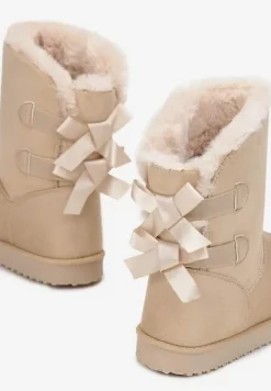 Beżowe Śniegowce z Kokardkami Chami